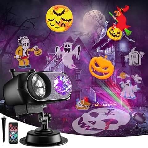 Halloween & Christmas Holiday Projector – 12 Slides LED Projection Lights for Indoor & Outdoor Decorations