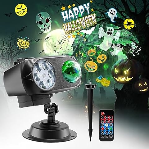 Halloween & Christmas Holiday Projector – 12 Slides LED Projection Lights for Indoor & Outdoor Decorations