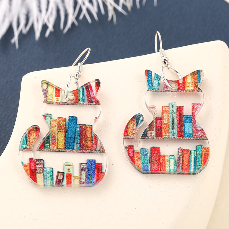 Book Themed Cat Necklace & Earrings