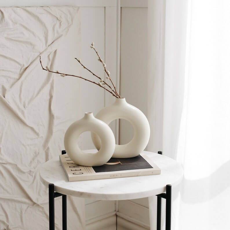 ceramic donut vase  nordic vase  nordic ceramic vase  h&m doughnut vase  donut vase h&m  donut vase  donut ceramic vase