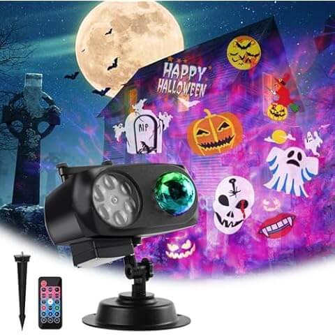 Halloween & Christmas Holiday Projector – 12 Slides LED Projection Lights for Indoor & Outdoor Decorations