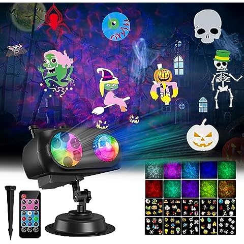 Halloween & Christmas Holiday Projector – 12 Slides LED Projection Lights for Indoor & Outdoor Decorations