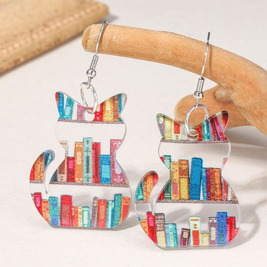 Book Themed Cat Necklace & Earrings