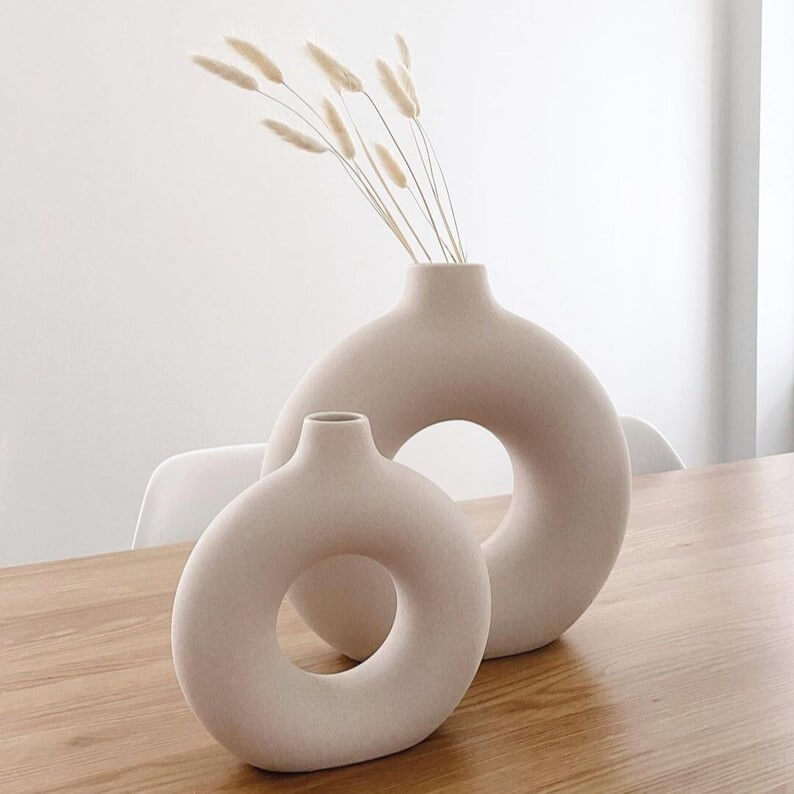 ceramic donut vase  nordic vase  nordic ceramic vase  h&m doughnut vase  donut vase h&m  donut vase  donut ceramic vase