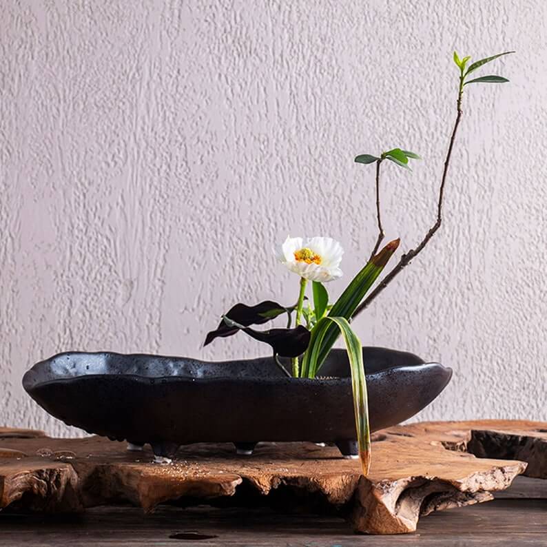 ceramic vase  pottery vase   japanese ceramic  japan pottery  ikebana vase  ceramic vase  ceramic flower vase  black ceramic vase