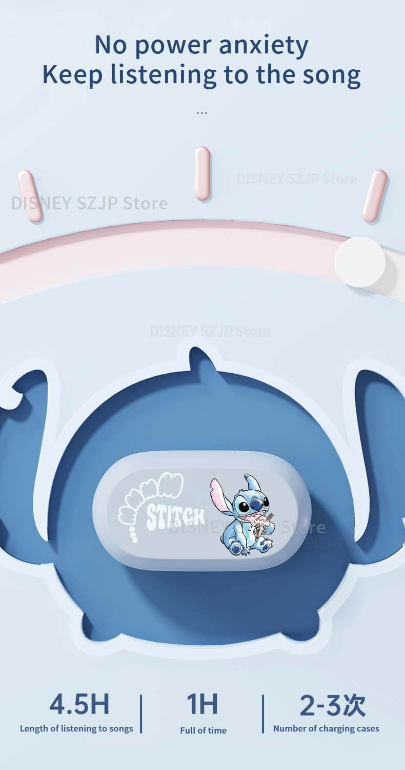 Disney Lilo and Stitch Bluetooth Wireless Earbuds with Charging Case.